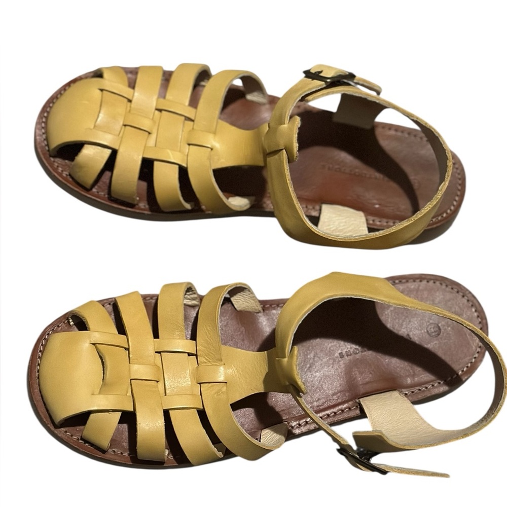 Tiny Cottons Yellow Leather Kids Sandals - Picture 6 of 14